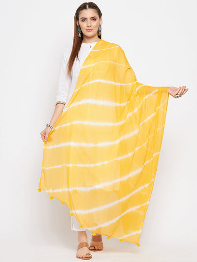 Clora Yellow Striped Chiffon Dupatta