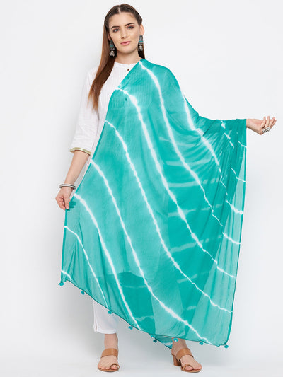 Clora Sky Blue Striped Chiffon Dupatta