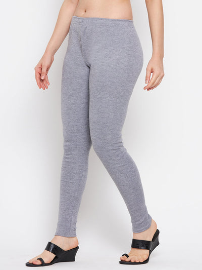 Clora Grey Solid Woolen Leggings