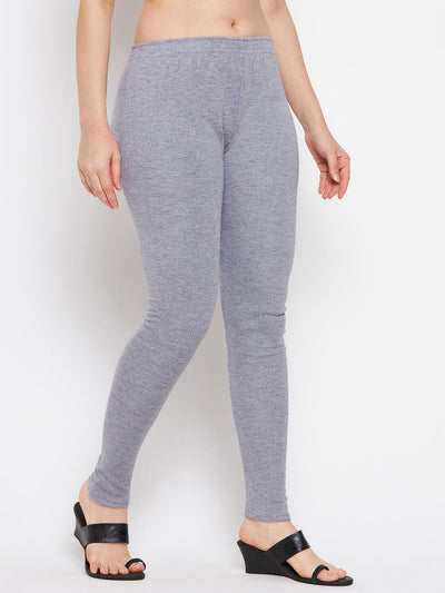 Clora Grey Solid Woolen Leggings