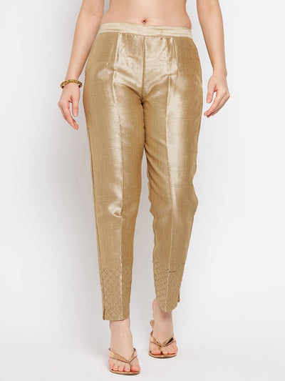 Clora Golden Hem Design Silk Trouser