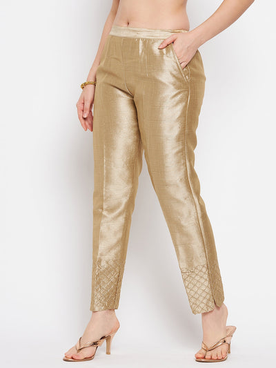 Clora Golden Hem Design Silk Trouser