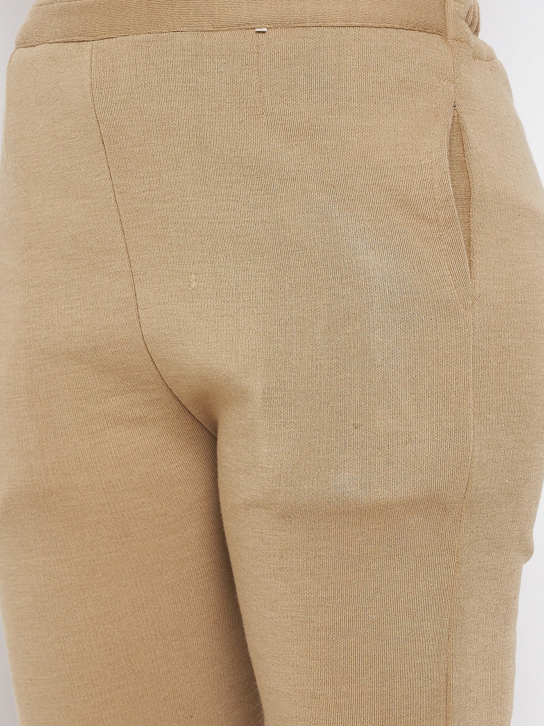 Clora Beige Solid Woolen Trouser