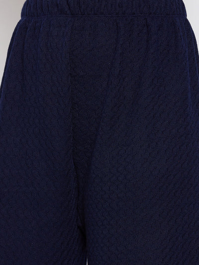 Navy Blue Solid Woolen Palazzo from Clora, premium woolen fabric, casual wear.