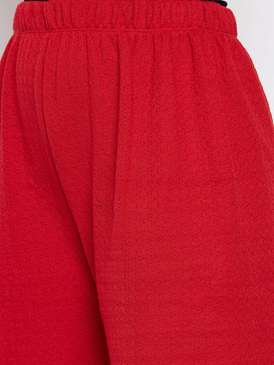 Clora Red Solid Woolen Palazzo