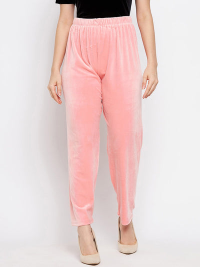 Baby Pink Solid Velvet Palazzo made from Velvet - Clora Creation