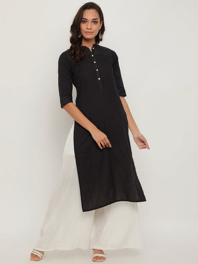 Clora White Striped Embellished Flared Palazzo