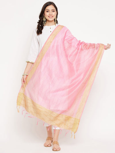 Clora Baby Pink Striped Tissue Silk Dupatta