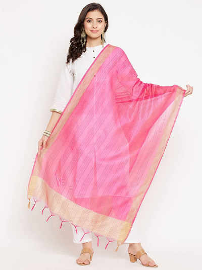 Clora Magenta Striped Tissue Silk Dupatta