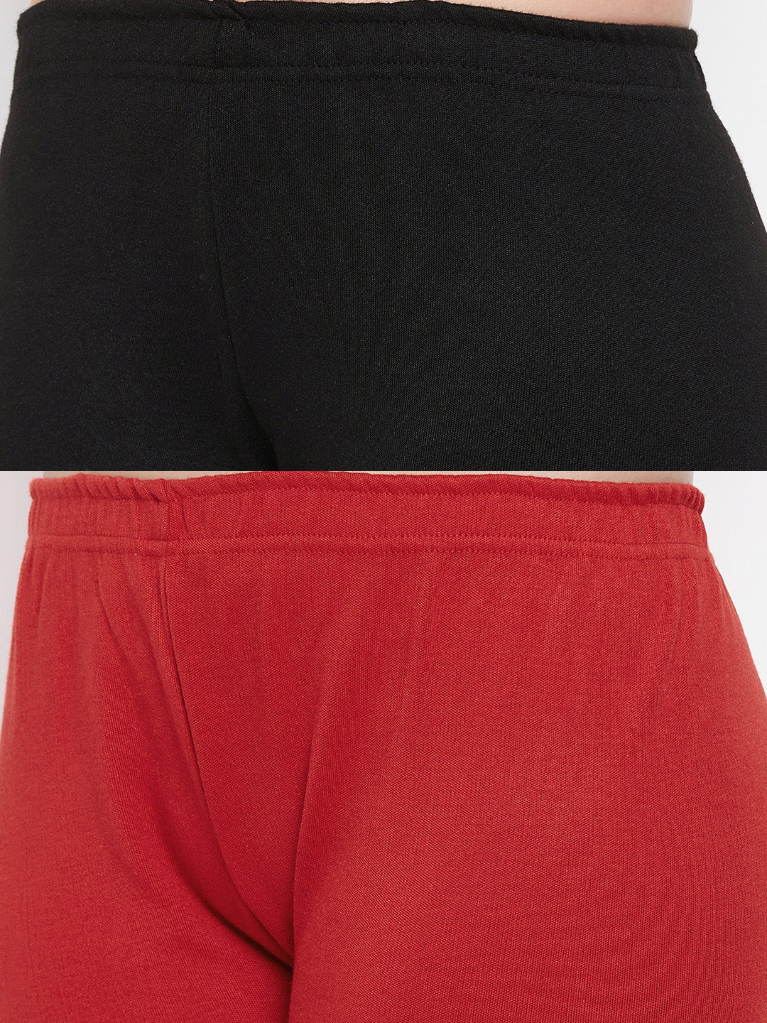 Clora Black & Red Solid Woolen Leggings (Pack Of 2)