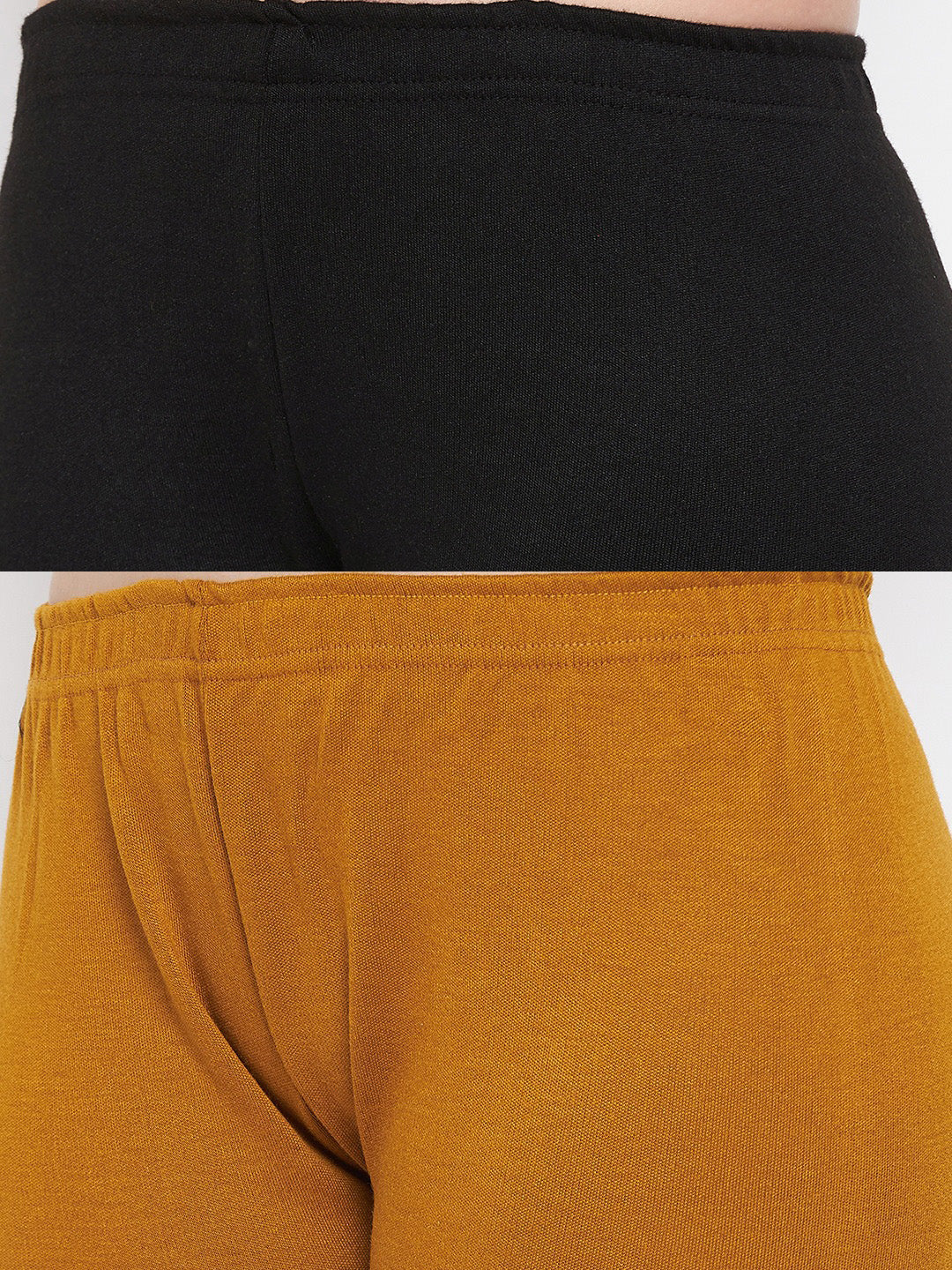Black & Mustard Solid Woolen Leggings Pack, comfortable premium quality fabric.