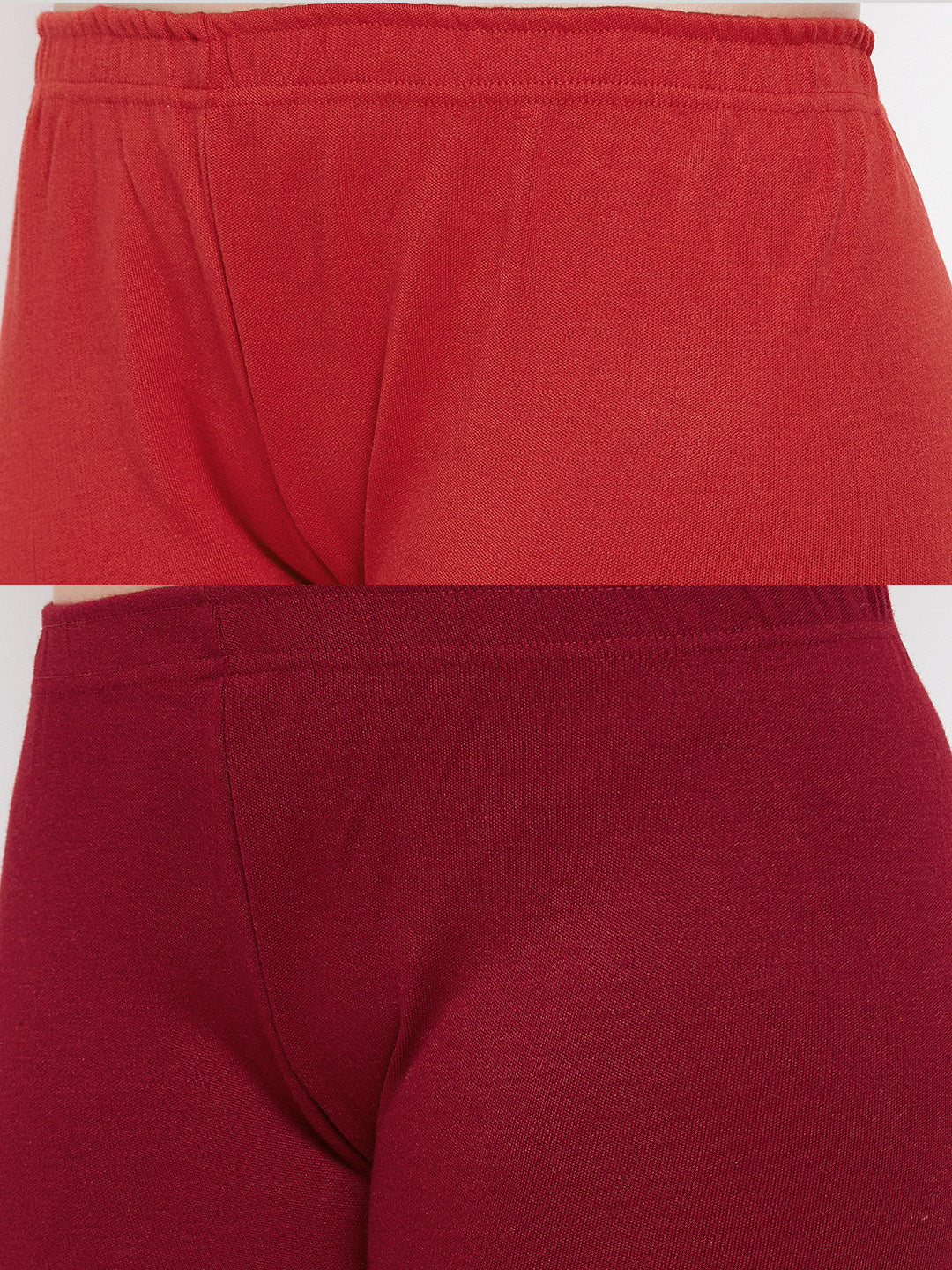 Clora Red & Maroon Solid Woolen Leggings (Pack Of 2)