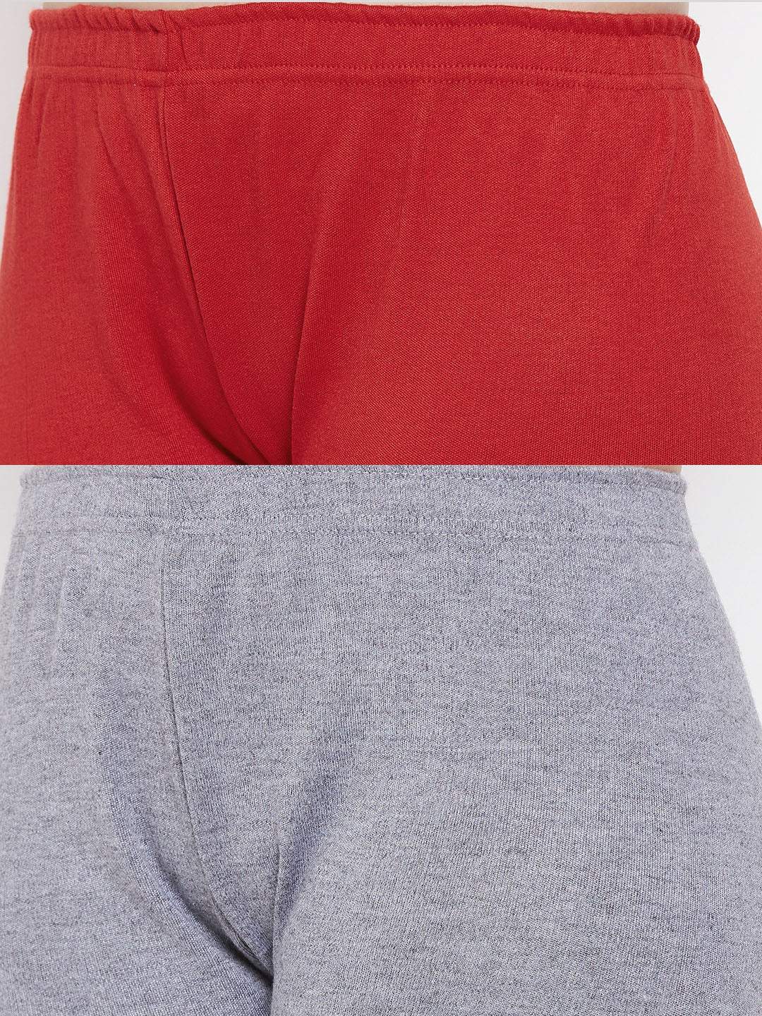 Clora Red & Grey Solid Woolen Leggings (Pack Of 2)