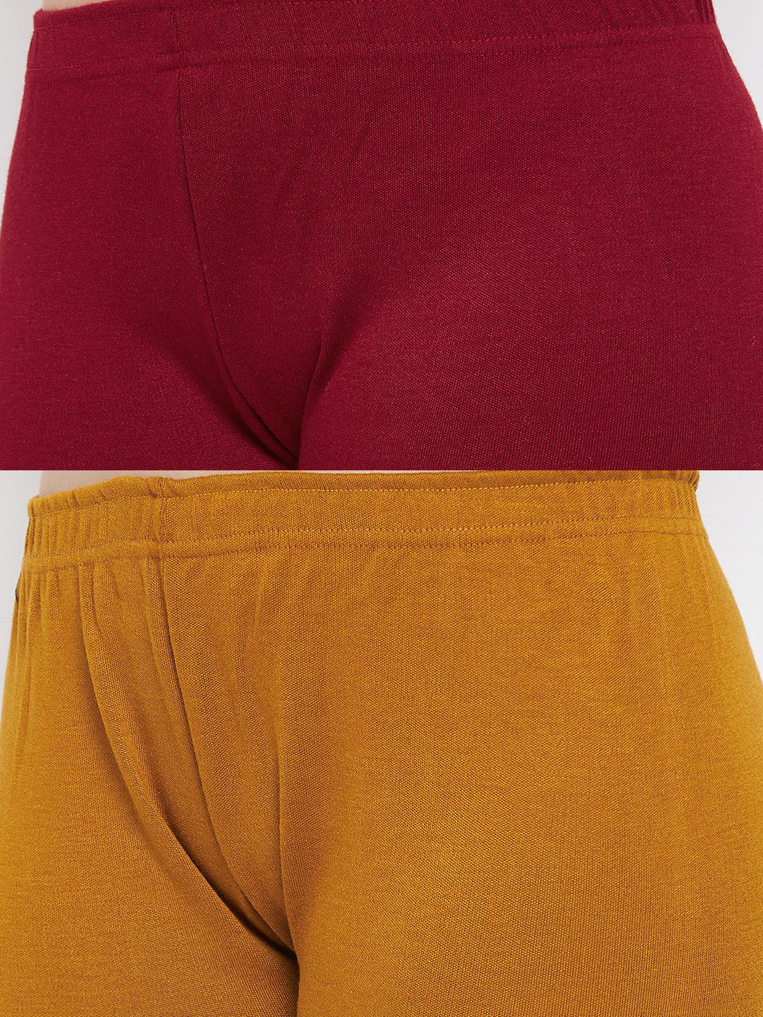 Clora Maroon & Mustard Solid Woolen Leggings (Pack Of 2)