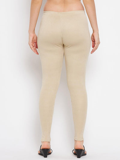 Clora Maroon & Light Fawn Solid Woolen Leggings (Pack Of 2)