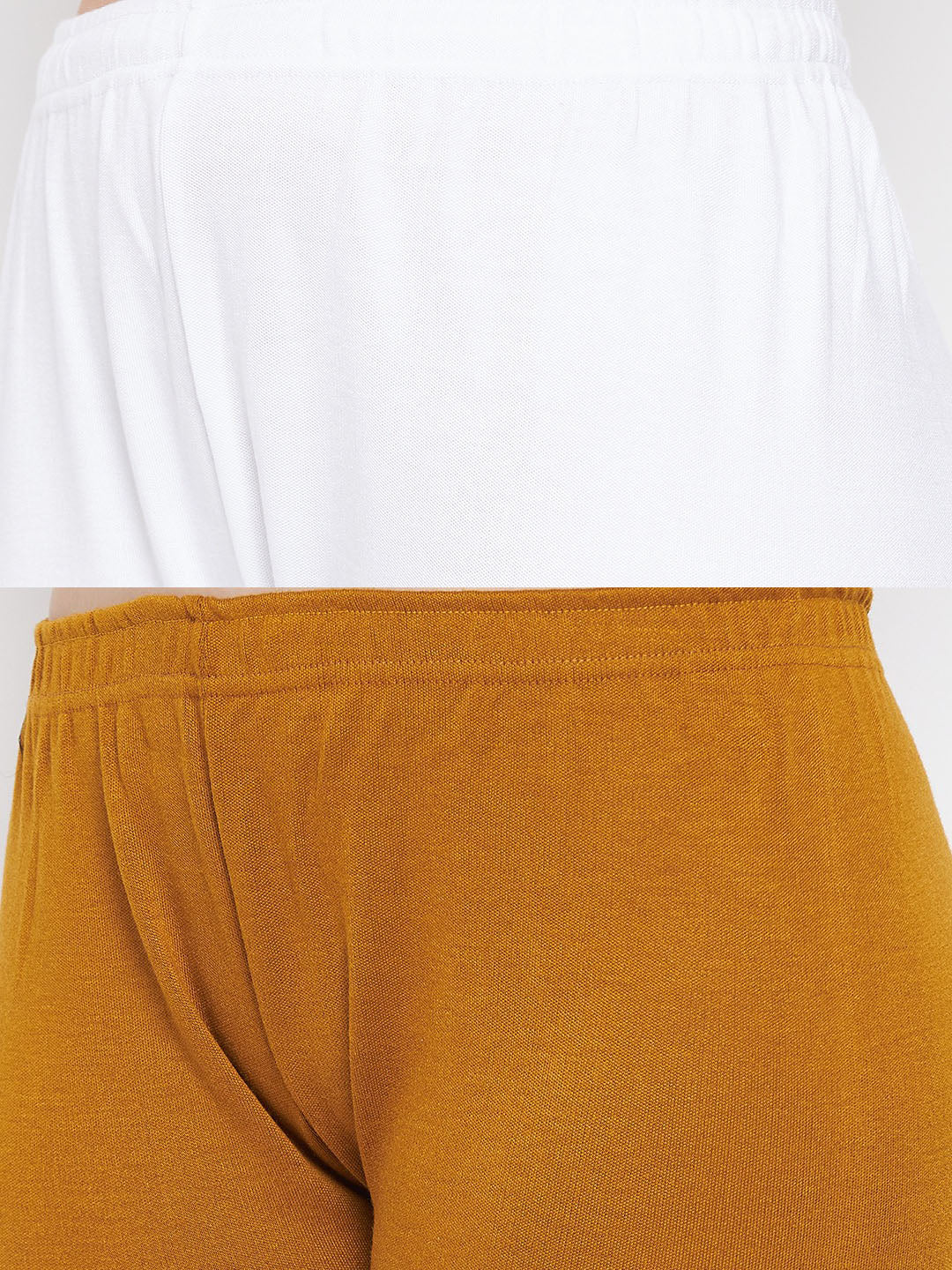 Clora White & Mustard Solid Woolen Leggings (Pack Of 2)