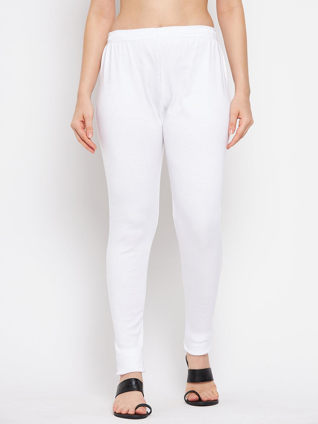 Clora White & Grey Solid Woolen Leggings (Pack Of 2)