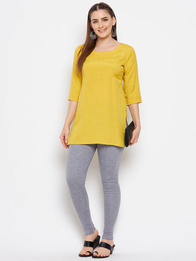 Clora White & Grey Solid Woolen Leggings (Pack Of 2)