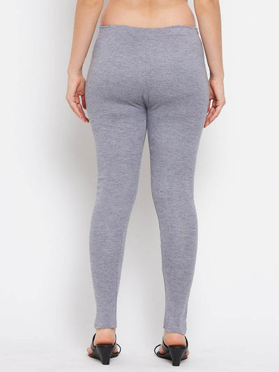 Clora White & Grey Solid Woolen Leggings (Pack Of 2)