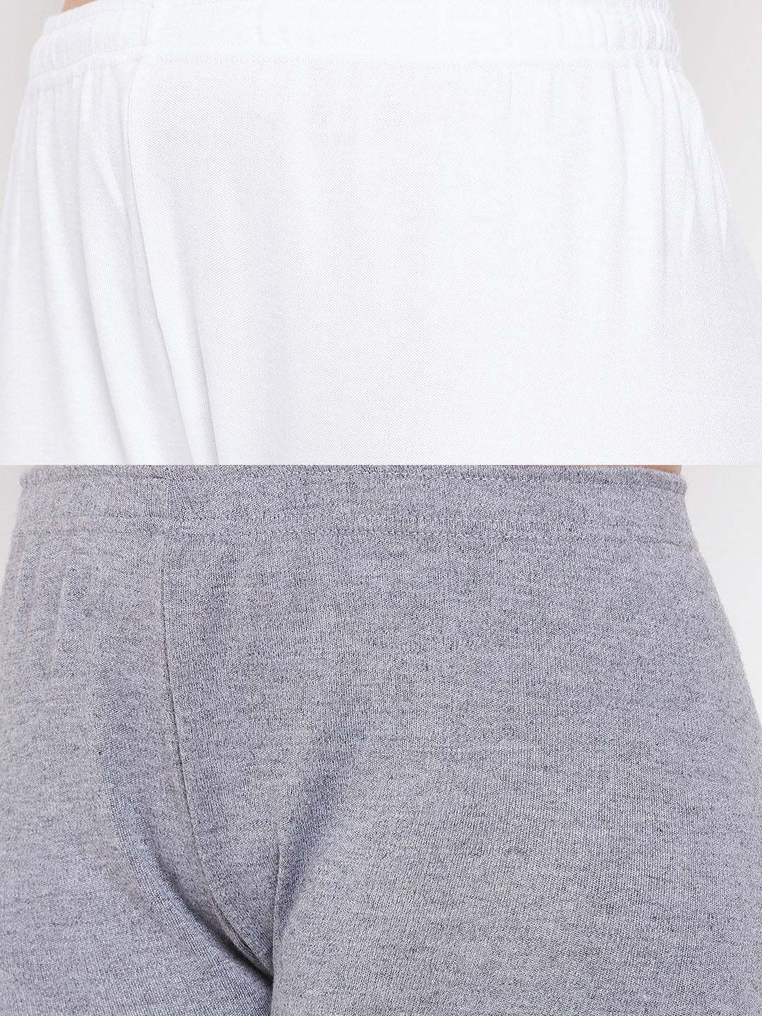 Clora White & Grey Solid Woolen Leggings (Pack Of 2)