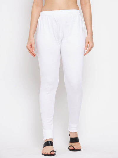 White & Dark Fawn Solid Woolen Leggings Pack, comfortable premium quality casual wear.