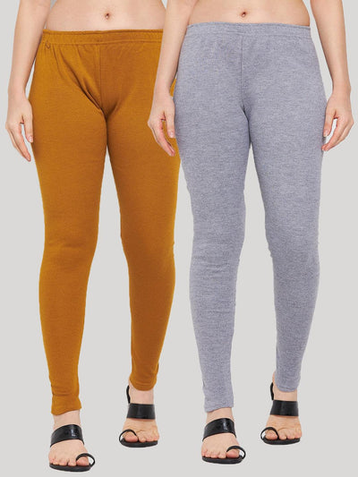 Clora Mustard & Grey Solid Woolen Leggings (Pack Of 2)