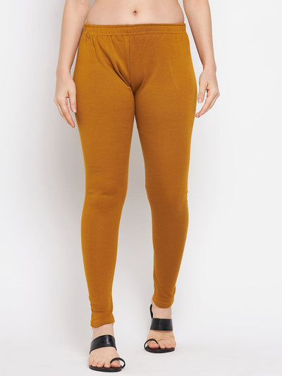 Clora Mustard & Light Fawn Solid Woolen Leggings (Pack Of 2)