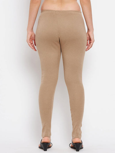 Clora Dark Fawn & Light Fawn Solid Woolen Leggings (Pack Of 2)