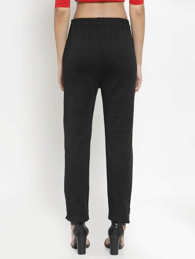 White & Black Solid Woolen Trouser Pack of 2 for modern women, featuring a solid pattern for winter comfort.