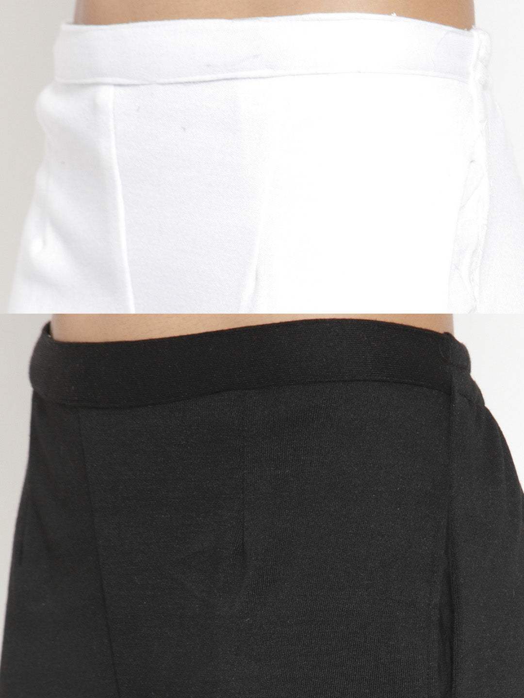 White and black solid woolen trousers pack for women.