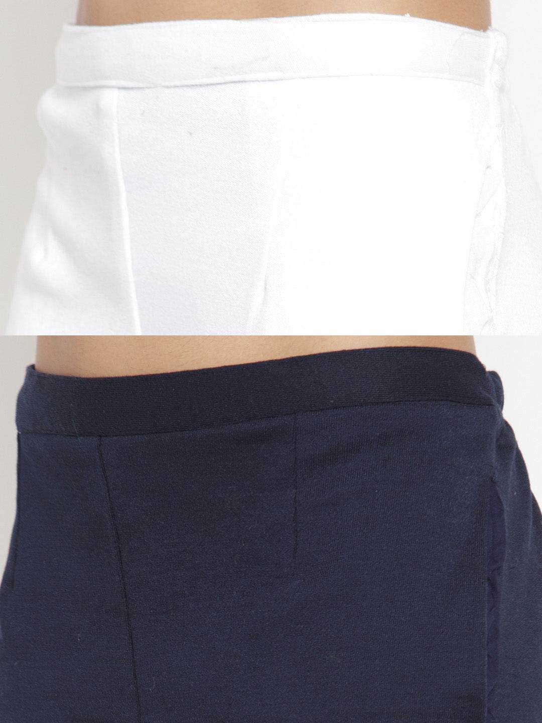 Clora White & Navy Blue Solid Woolen Trouser (Pack of 2)