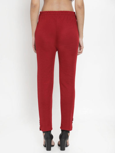 Clora White & Maroon Solid Woolen Trouser (Pack of 2)