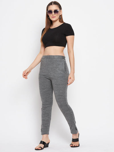 Clora White & Grey Solid Woolen Trouser (Pack of 2)
