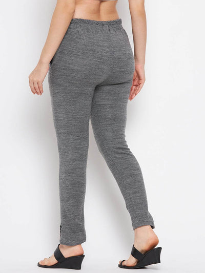 Clora White & Grey Solid Woolen Trouser (Pack of 2)