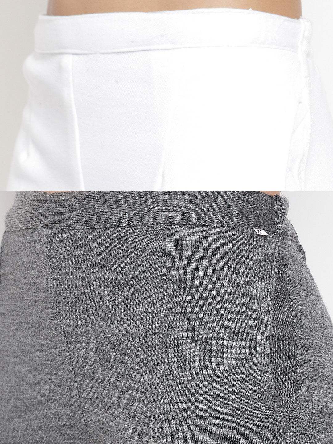 Clora White & Grey Solid Woolen Trouser (Pack of 2)