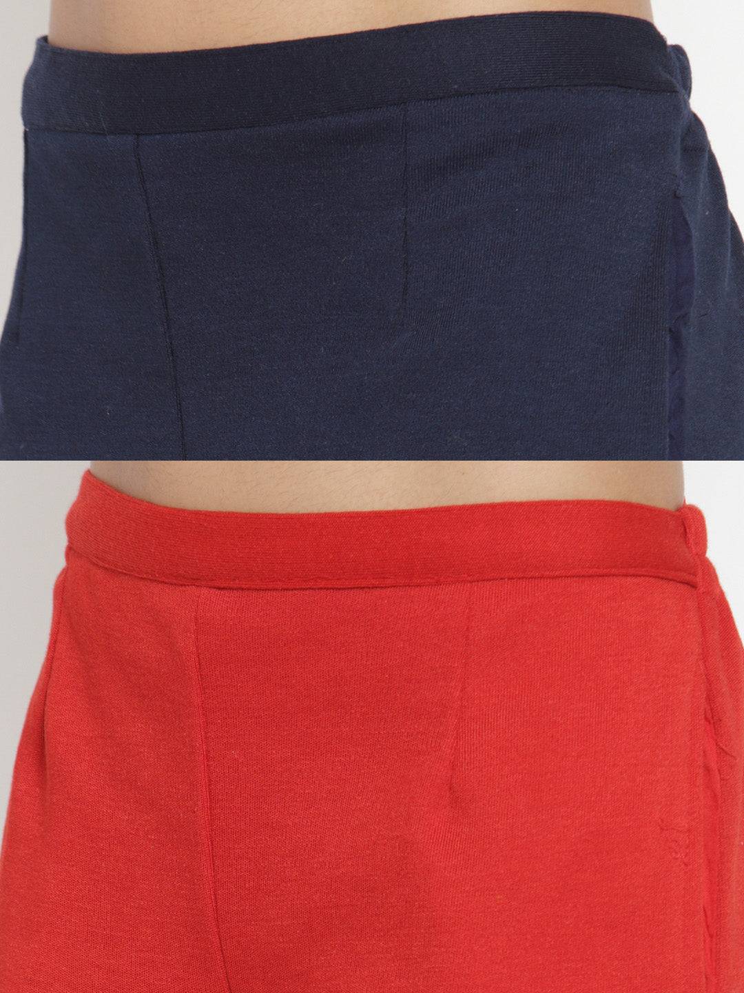 Clora Navy Blue & Red Solid Woolen Trouser (Pack of 2)