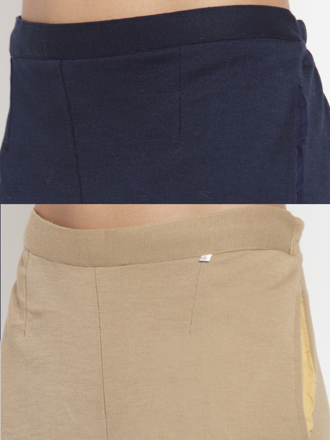 Clora Navy Blue & Light Fawn Solid Woolen Trouser (Pack of 2)