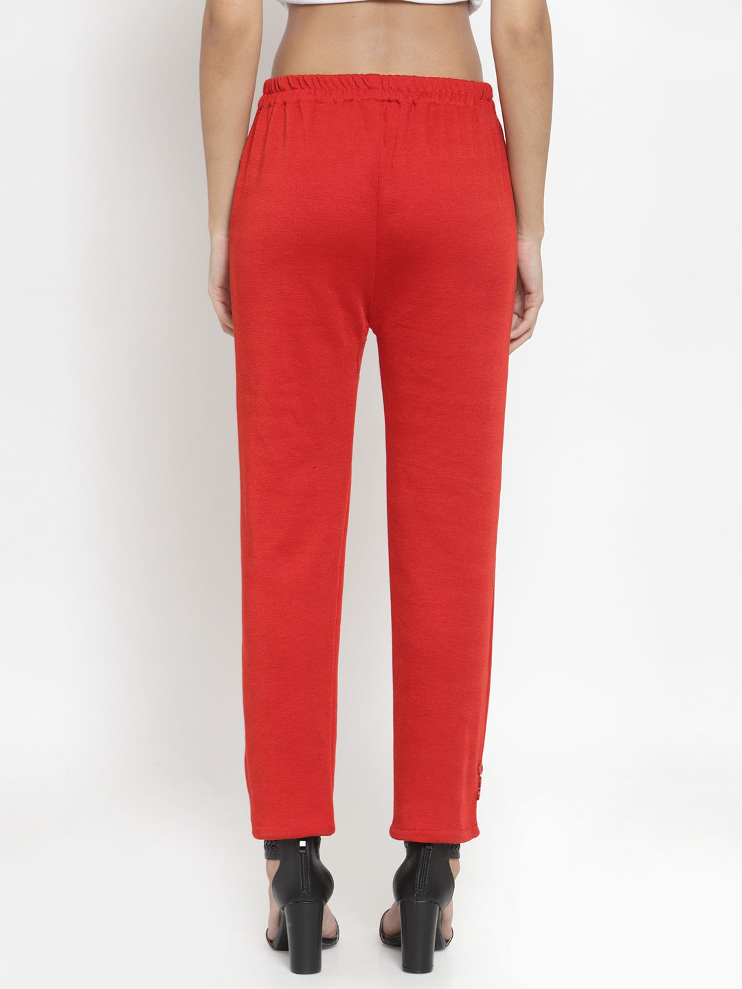 Clora Red & Dark Fawn Solid Woolen Trouser (Pack of 2)