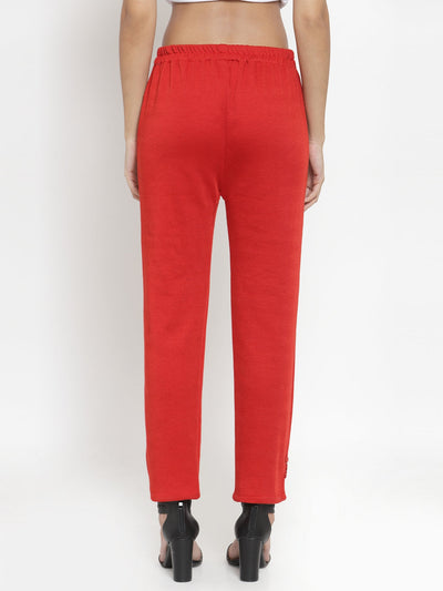Clora Red & Dark Fawn Solid Woolen Trouser (Pack of 2)