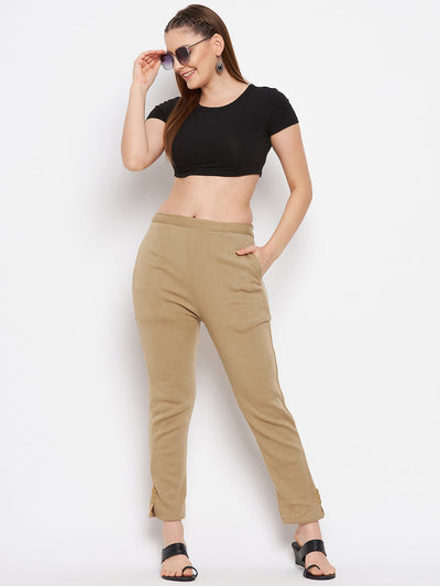 Clora Red & Dark Fawn Solid Woolen Trouser (Pack of 2)