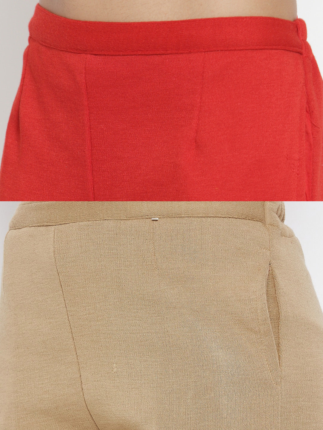 Clora Red & Dark Fawn Solid Woolen Trouser (Pack of 2)