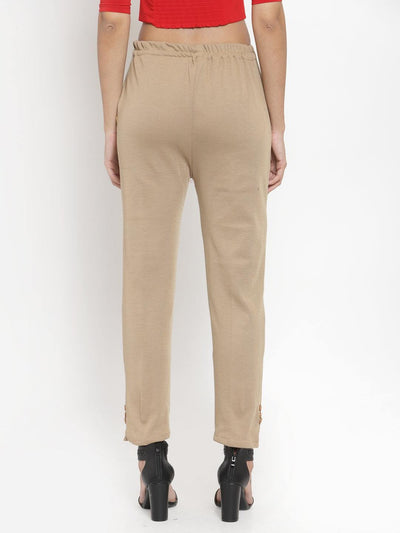 Light fawn woolen trouser for women, pack of 2, winter comfort.