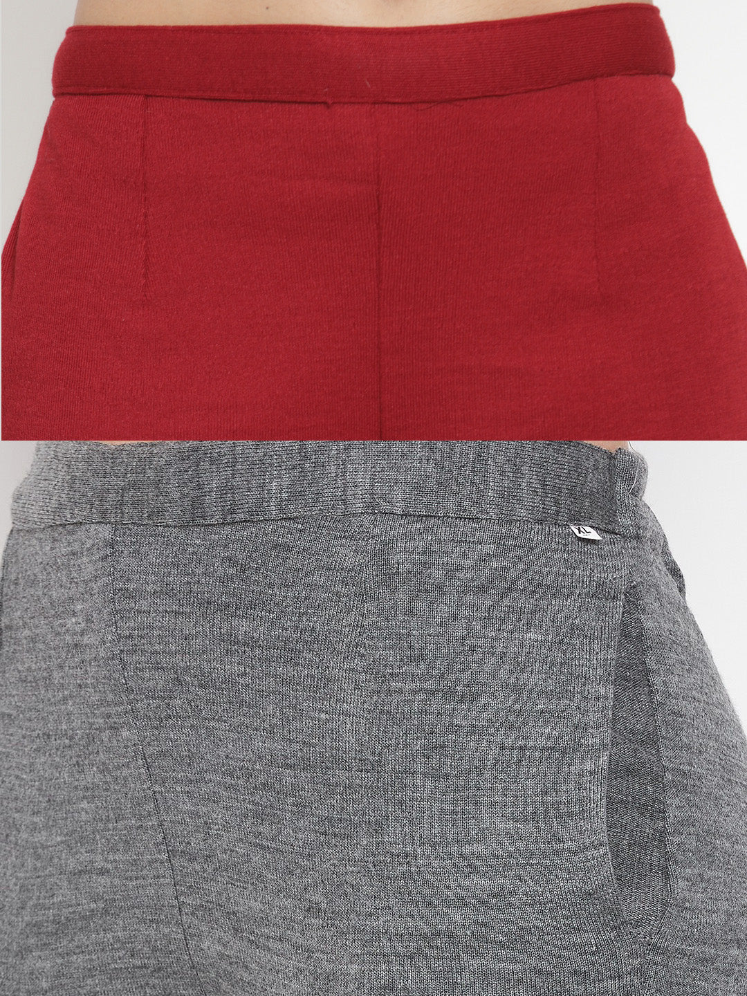 Clora Maroon & Grey Solid Woolen Trouser (Pack of 2)