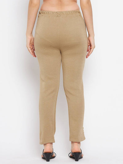 Clora Dark Fawn & Grey Solid Woolen Trouser (Pack of 2)