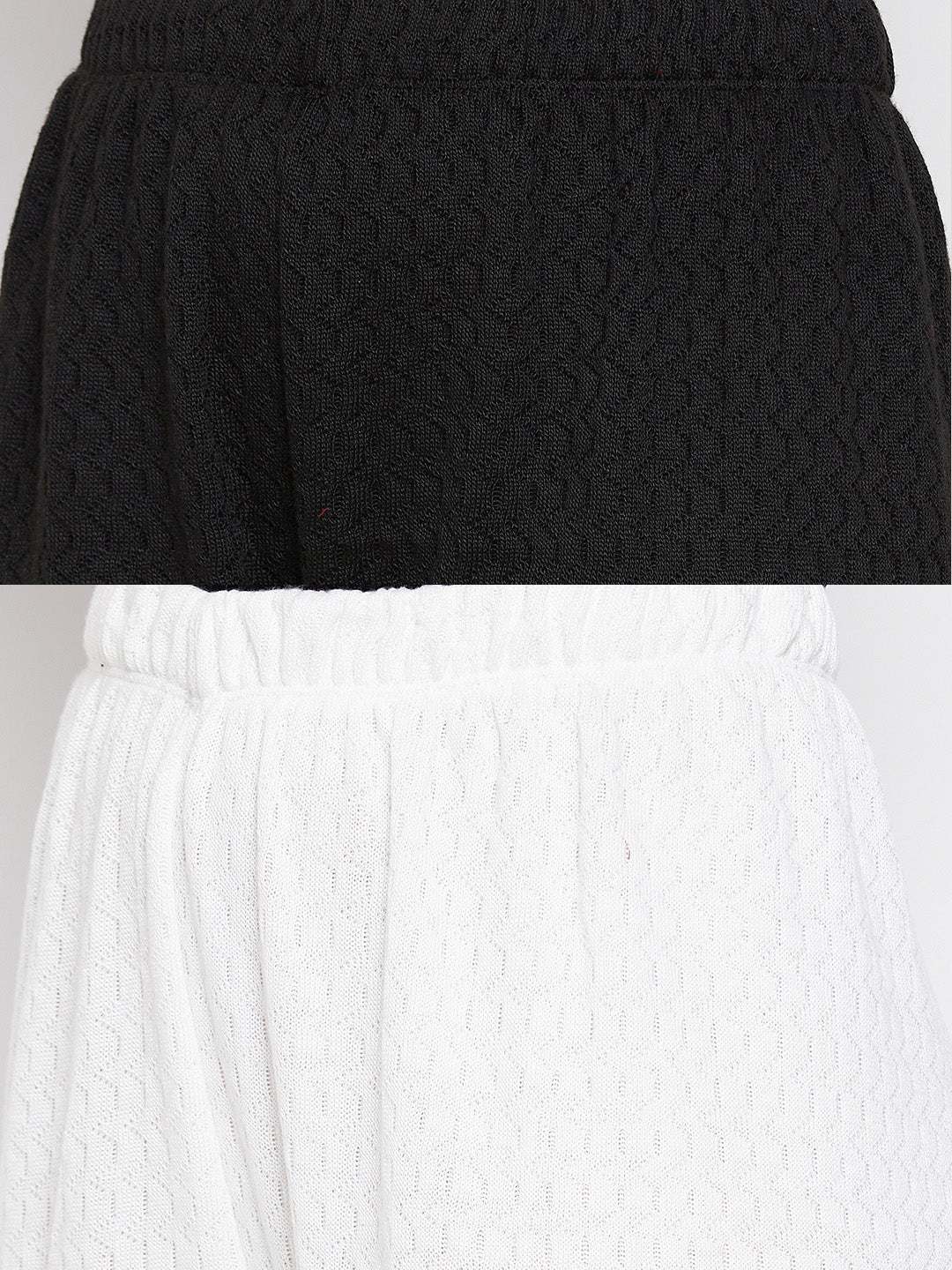 Clora Black & White Solid Woolen Palazzo (Pack of 2)