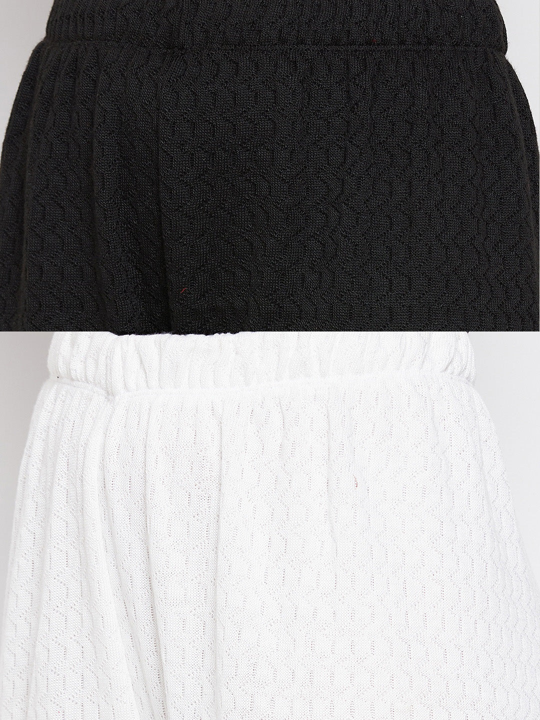 Clora Black & White Solid Woolen Palazzo (Pack of 2)