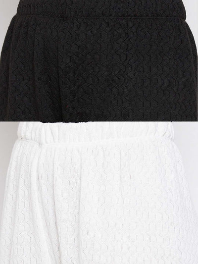 Clora Black & White Solid Woolen Palazzo (Pack of 2)