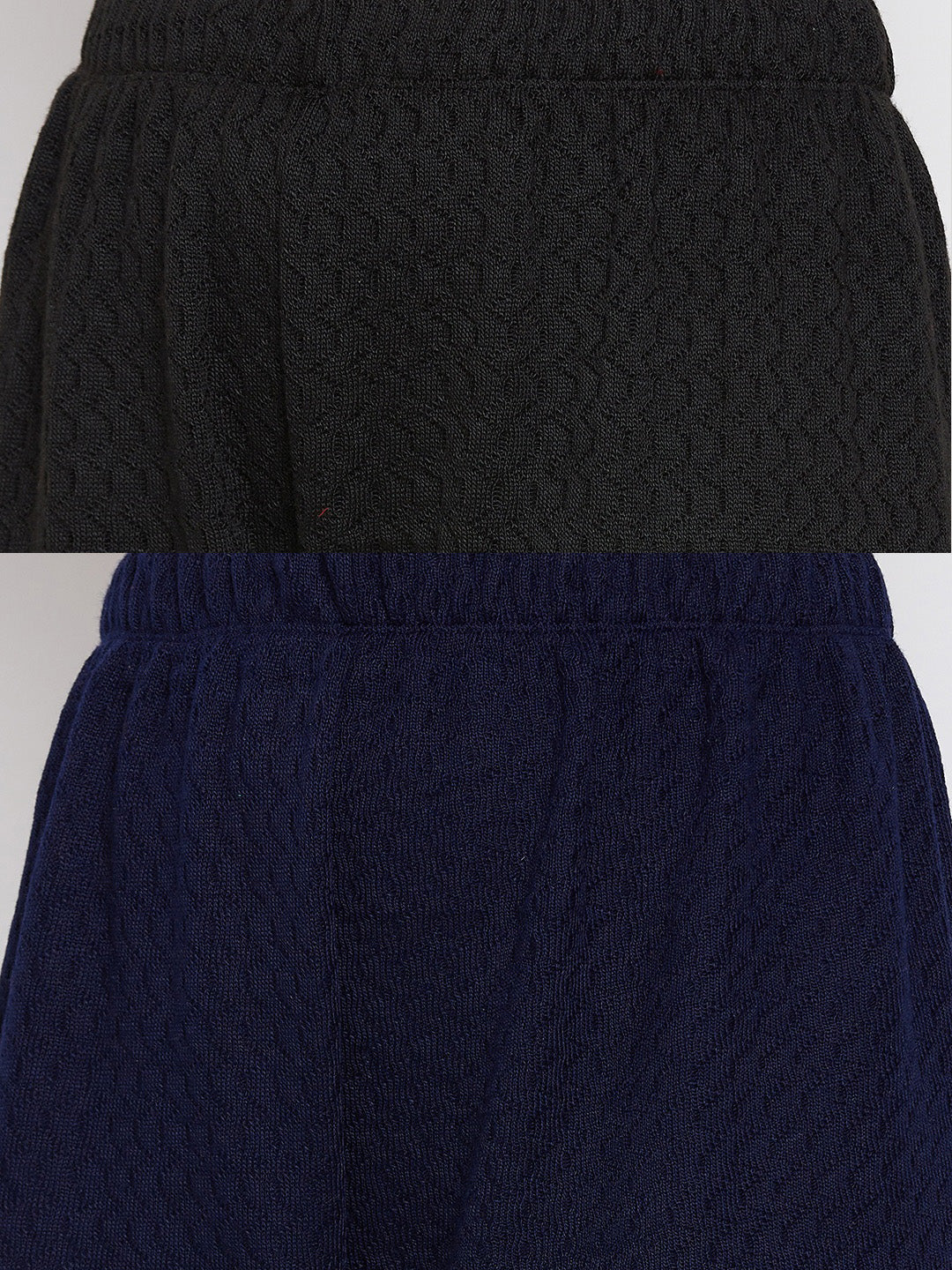 Clora Black & Navy Blue Solid Woolen Palazzo (Pack of 2)