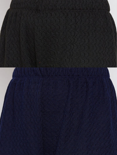 Black and navy blue solid woolen palazzo pack of two.
