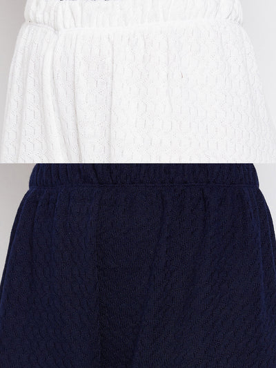 Clora White & Navy Blue Solid Woolen Palazzo (Pack of 2)